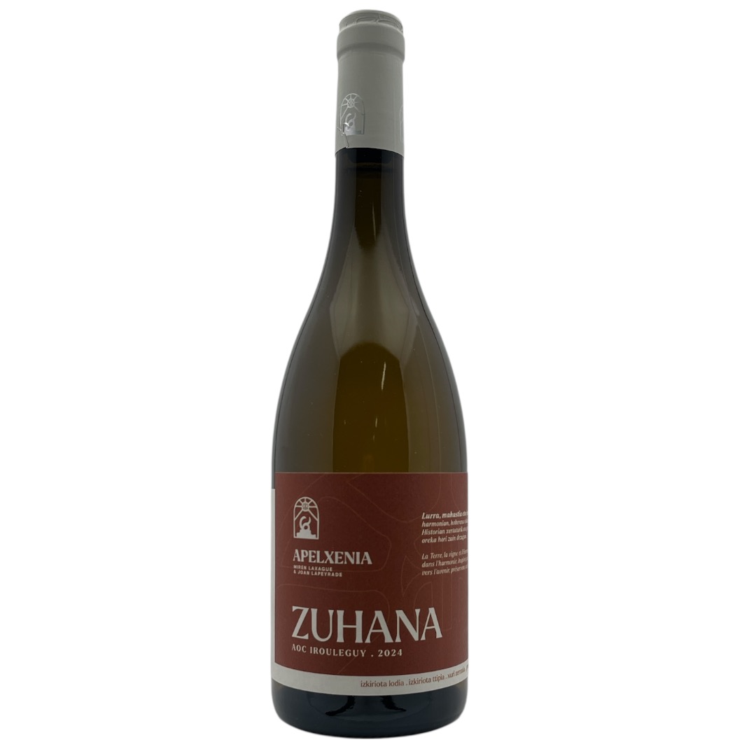 Bouteille d'irouleguy blanc du domaine apelxenia cuvée zuhana.